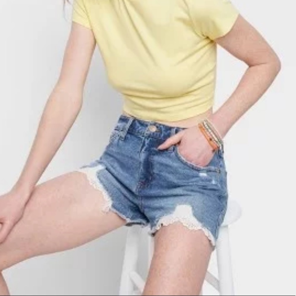 Wild Fable Target High rise crochet hem denim shorts  8